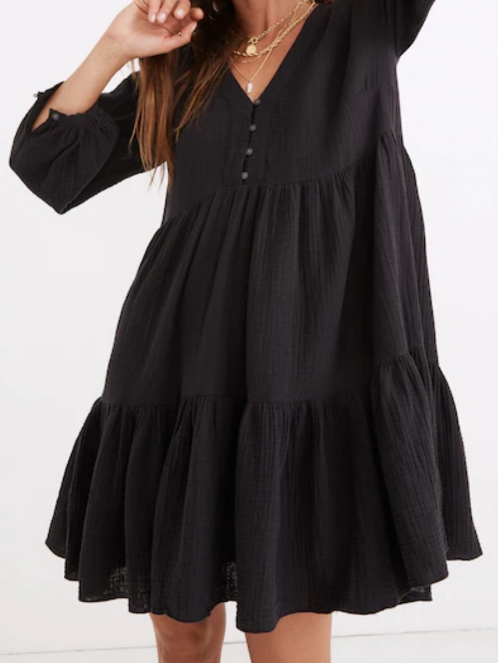 Madewell Lightspun Colette Gauze Mini Dress Size 0 “Night Vision” Black